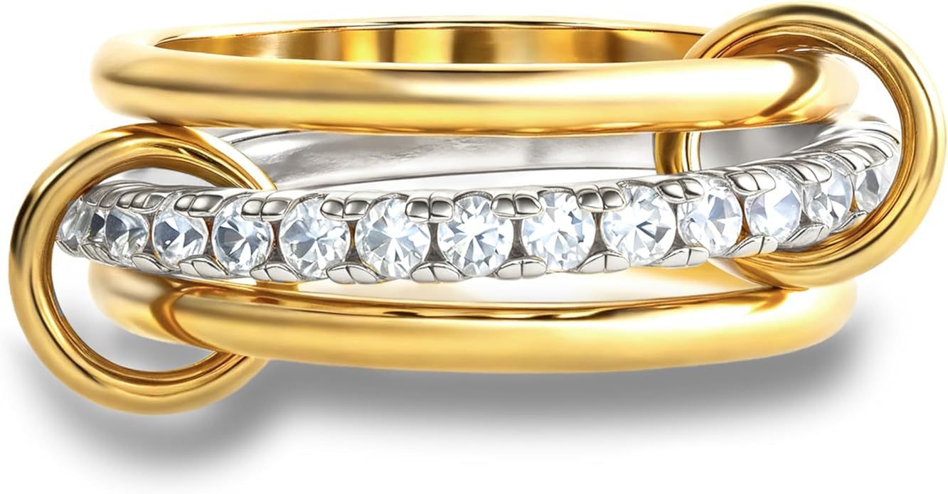 Preorder: Mixed Metal Pavé Link Rings