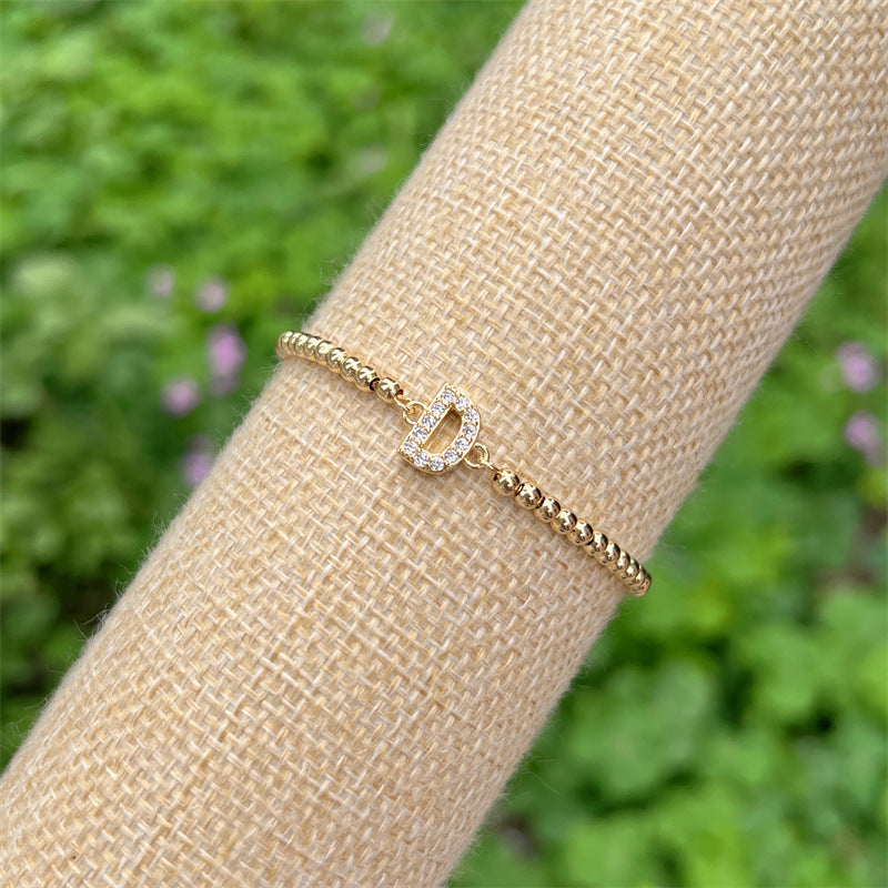Gold and Gemstone Initial Bracelet- LETTER L