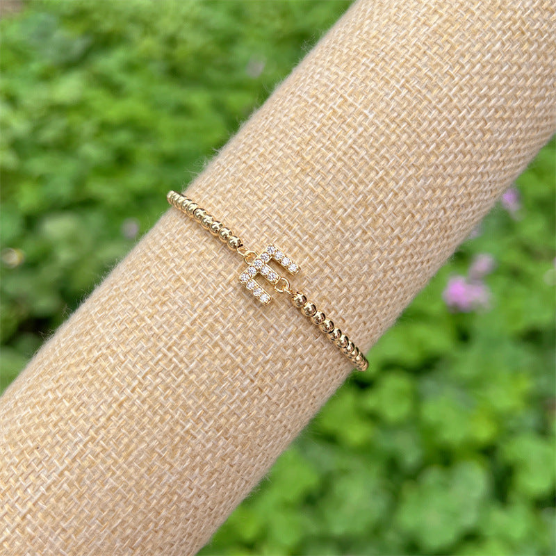 Gold and Gemstone Initial Bracelet- LETTER L