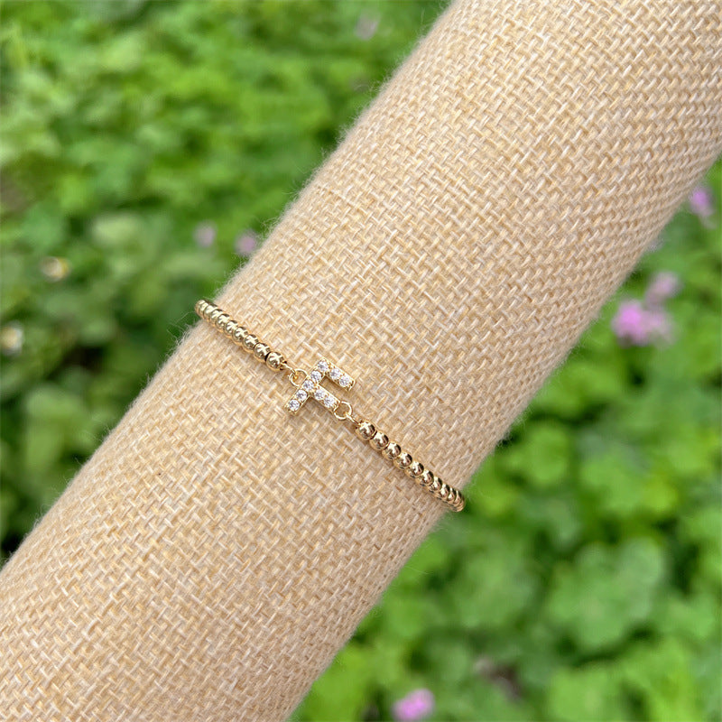 Gold and Gemstone Initial Bracelet- LETTER L