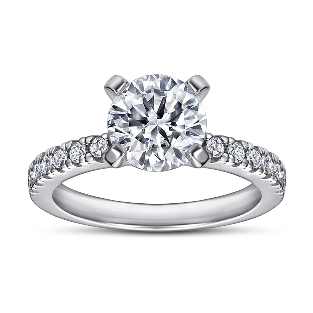 *Brilliant Round Cut Engagement Style Ring- SILVER SIZE 5