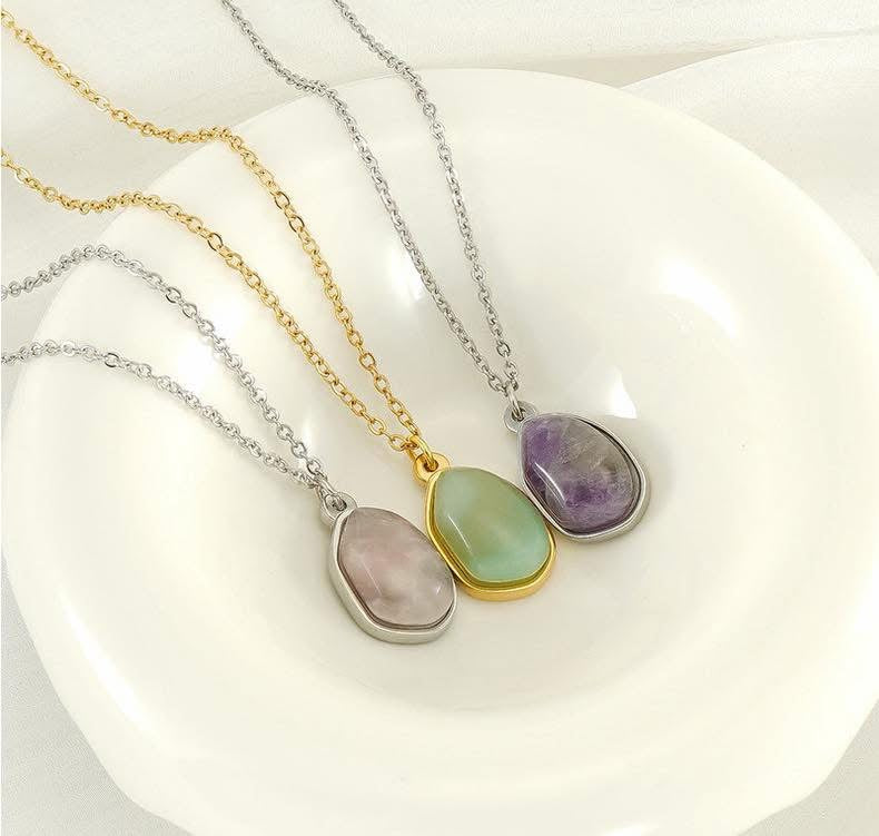 PREORDER: Serenity Drop Natural Stone Necklace