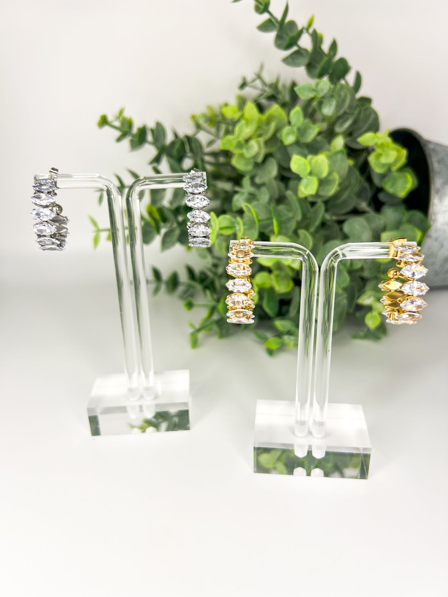 Marquis CZ Stone Hoop Earrings