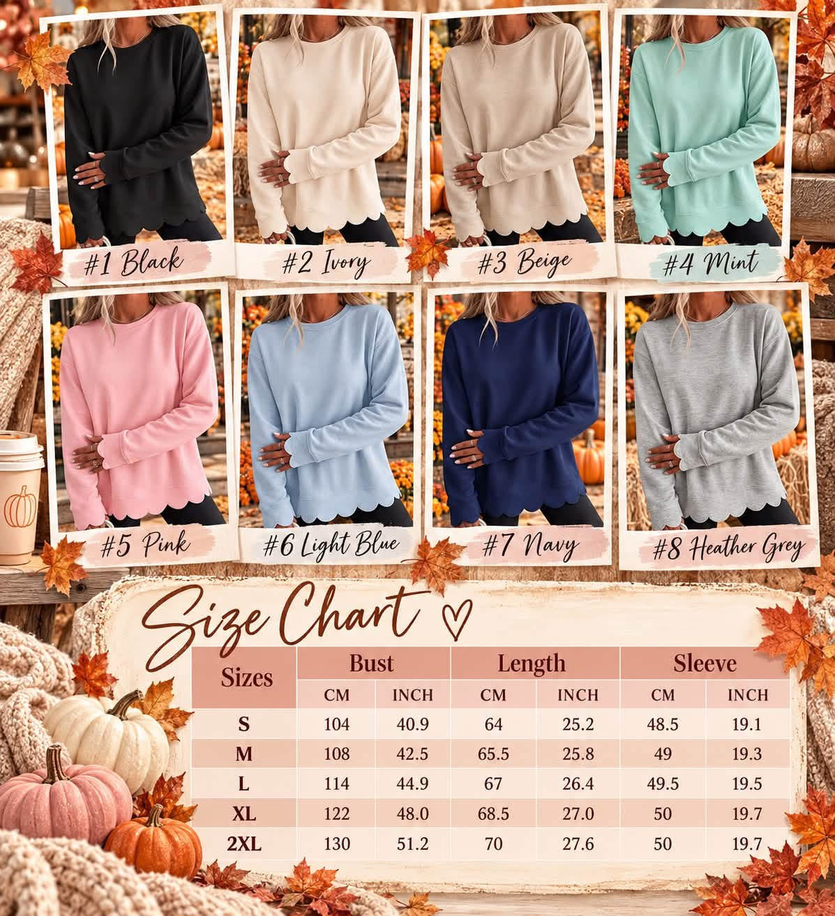 Scalloped Hem Cozy Pullover
