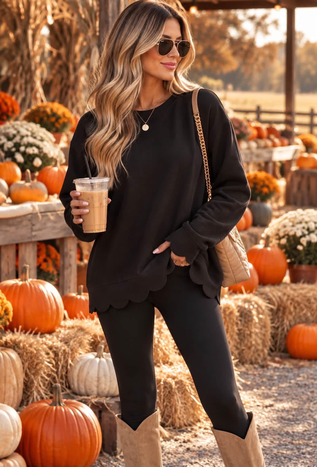 Scalloped Hem Cozy Pullover