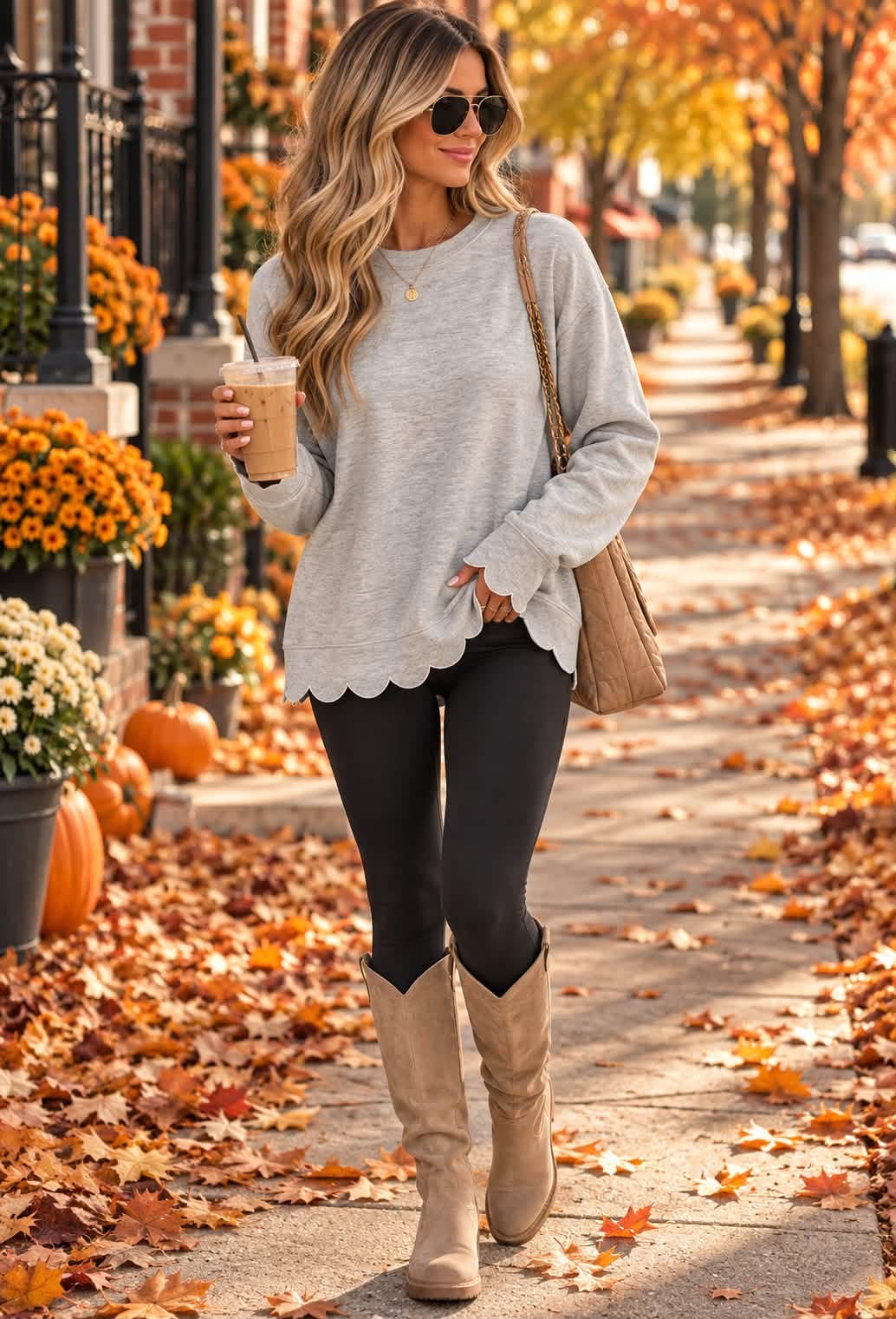 Scalloped Hem Cozy Pullover