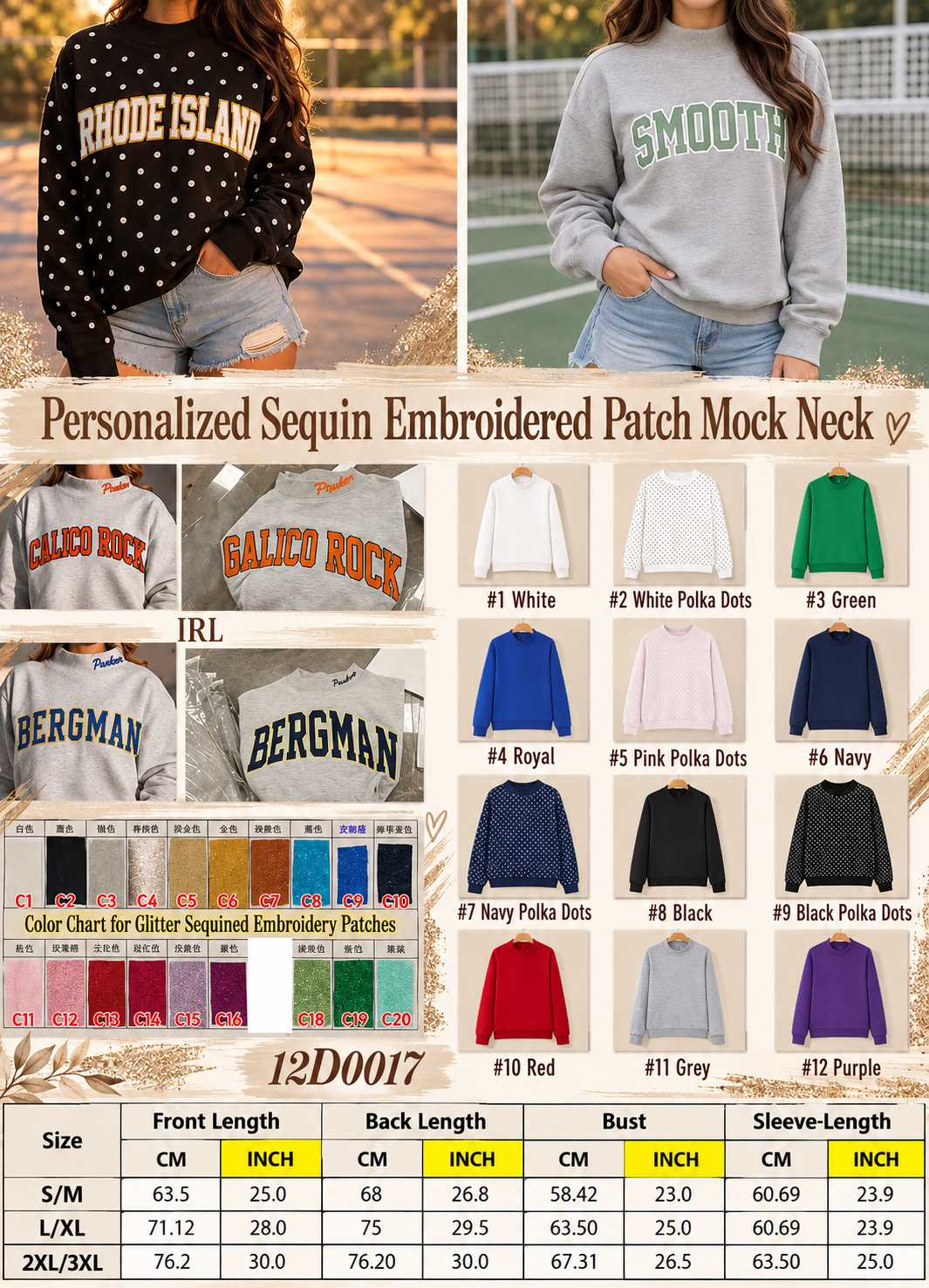 Custom Embroidered Sequin Patch Crewneck