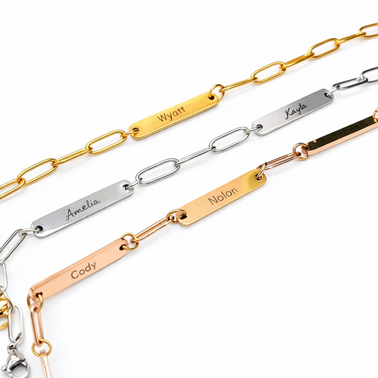 *RERUN: Personalized Name Plate Paperclip Bracelet and Necklace