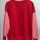 Preorder: Cozy Contrast Gingham Sleeve Pullover