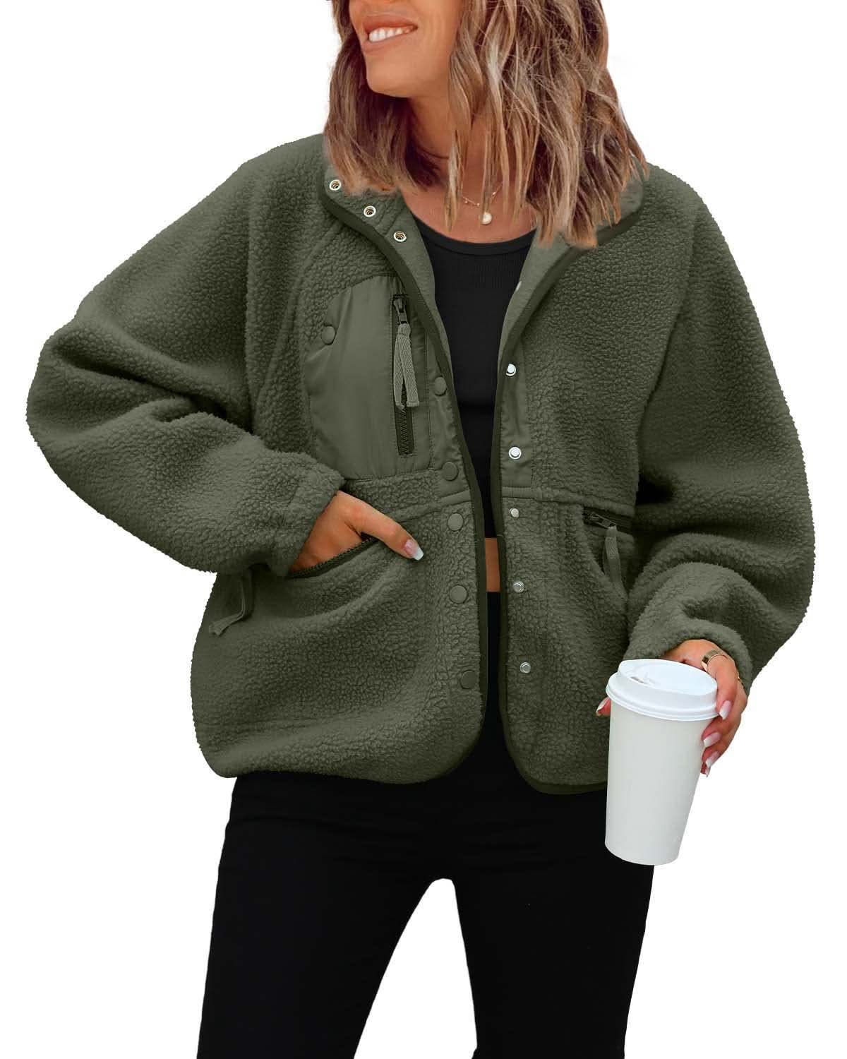 Fleece Button Down Sherpa Jacket