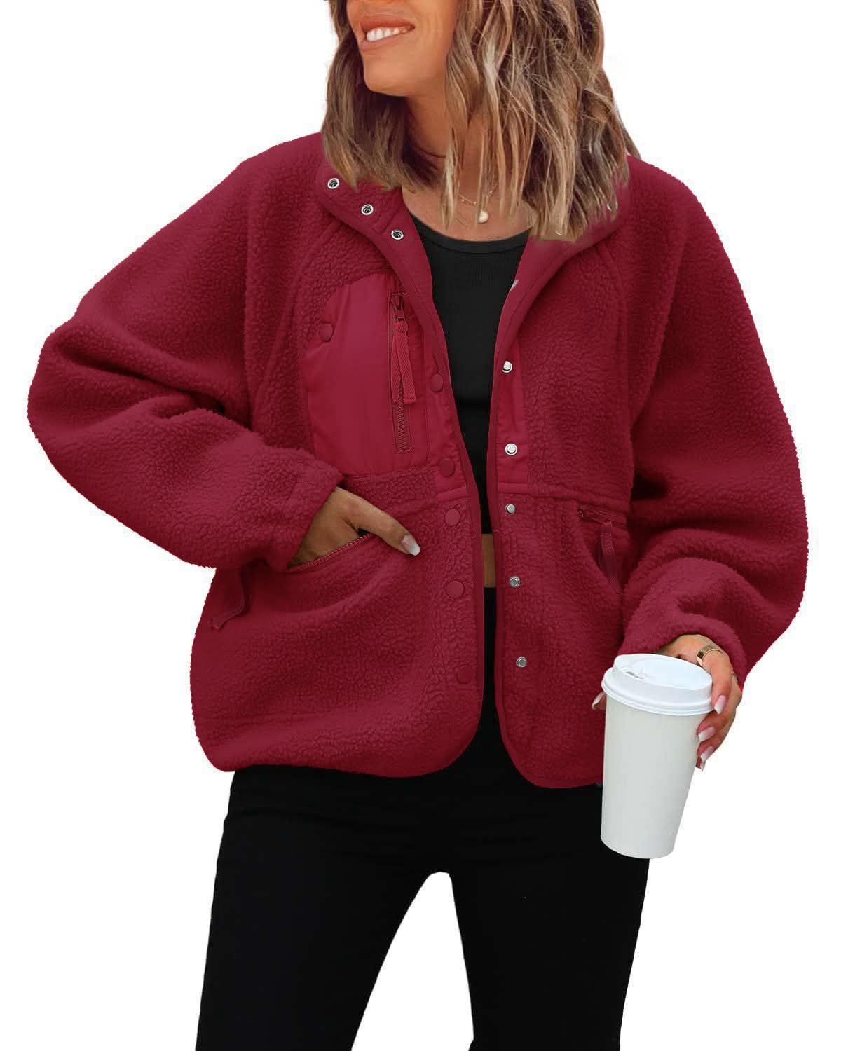 Fleece Button Down Sherpa Jacket