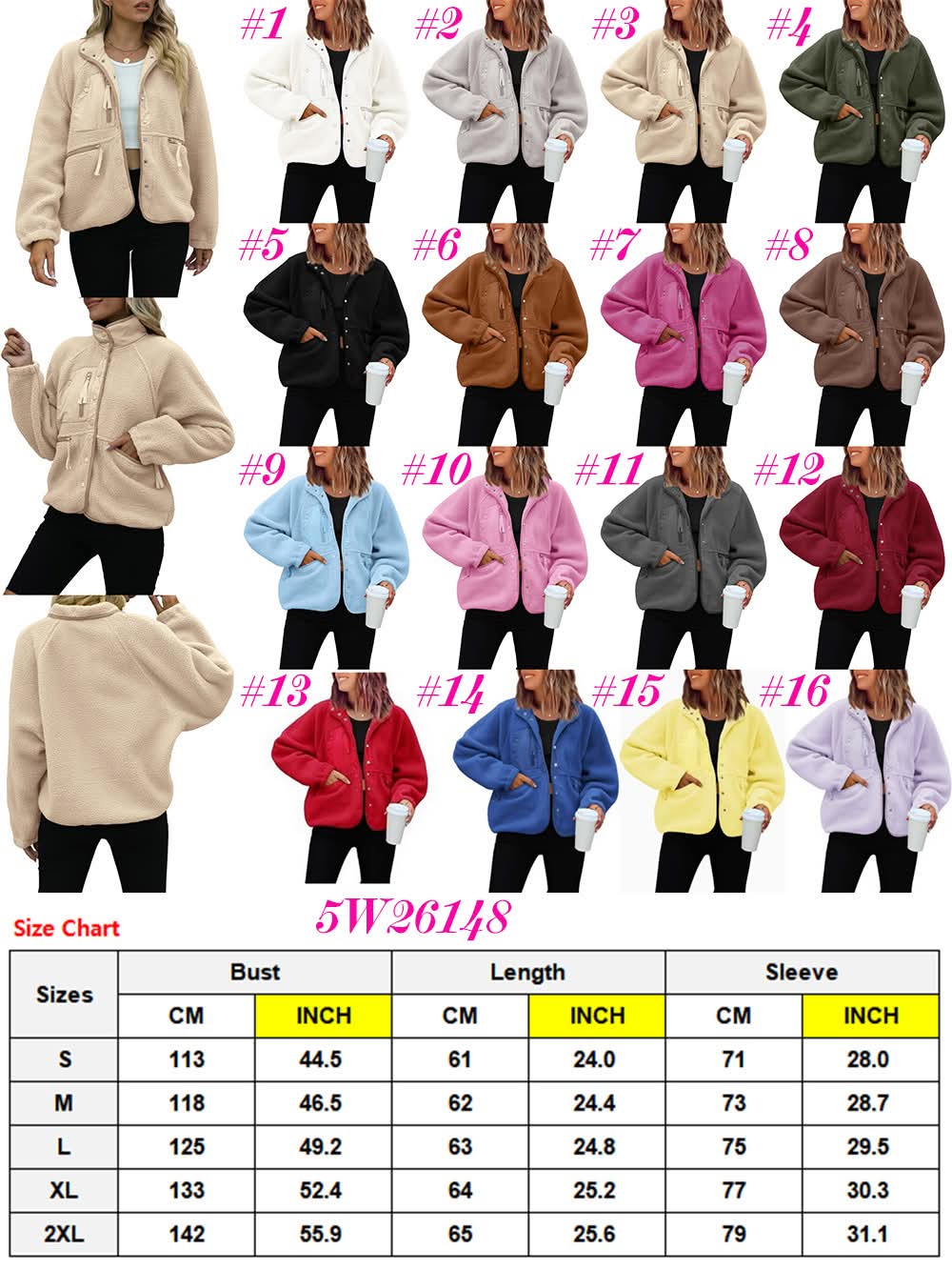Fleece Button Down Sherpa Jacket