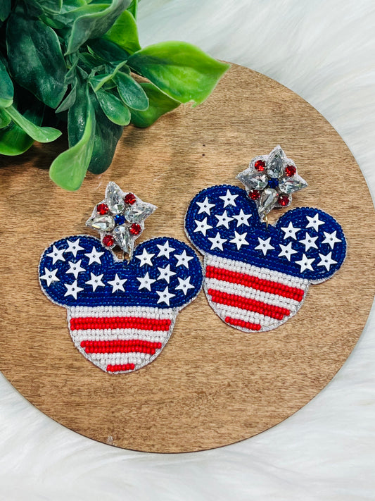 *RTS* Patriotic Beaded Earrings