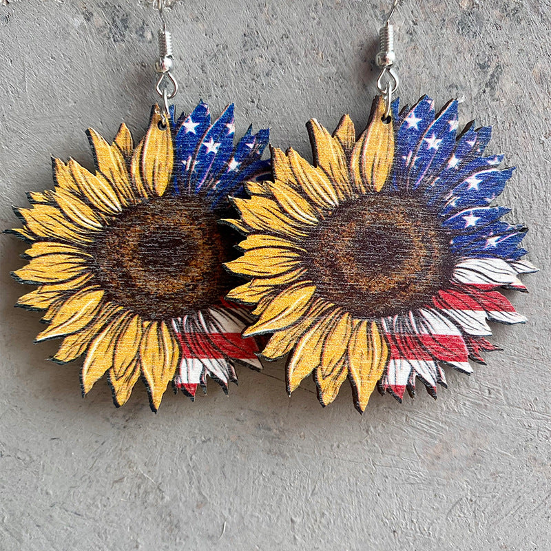 *RTS* Patriotic Wooden Earrings