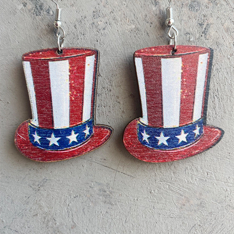 *RTS* Patriotic Wooden Earrings