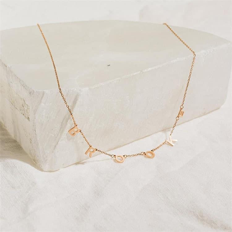 Spaced Letter Stainless Steel Necklace