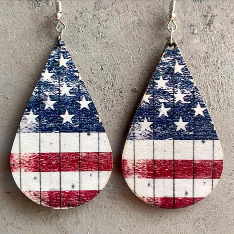 *RTS* Patriotic Wooden Earrings